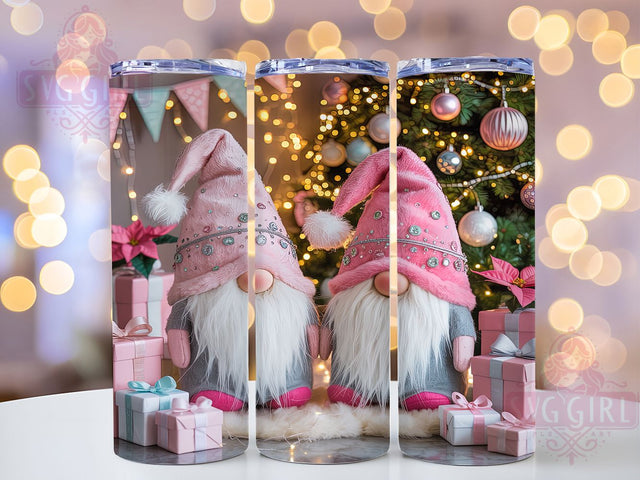 Pink Christmas Gnome Holiday Tumbler, Cute Holiday Gnomes Sublimation, 20oz Skinny Tumbler Wrap, Festive Pink Xmas Wrap, Girly Christmas Drinkware, Merry Christmas Gnome Wrap, Winter Gnome Sublimation Desig Sublimation SvggirlplusArt 