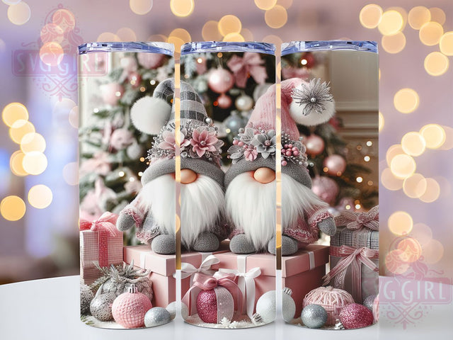 Pink Christmas Gnome Holiday Tumbler, Cute Holiday Gnomes Sublimation, 20oz Skinny Tumbler Wrap, Festive Pink Xmas Wrap, Girly Christmas Drinkware, Merry Christmas Gnome Wrap, Winter Gnome Sublimation Desig Sublimation SvggirlplusArt 