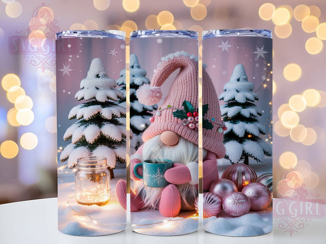Pink Christmas Gnome Holiday Tumbler, Cute Holiday Sublimation Design, Festive Cup Art, 20oz Xmas Tumbler, Whimsical Gnome Mug, Stylish Christmas Cup, Cozy Holiday Wrap Sublimation SvggirlplusArt 