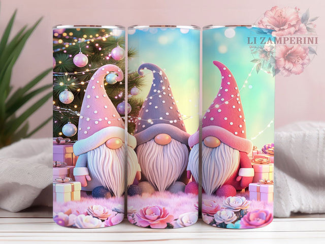 Pink Christmas Gnome Tumbler, Cute Pink Gnome, Holiday Gnome Design, 20Oz Wrap Design, Christmas Sublimation, Pink Winter Art, Festive Gnome Theme Sublimation Li Zamperini 