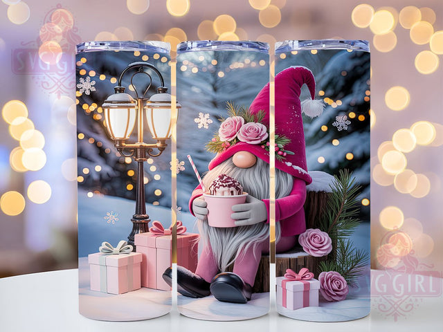 Pink Christmas Gnome Tumbler, Festive Gnome Wrap, Holiday Gnome Sublimation, 20oz Pink Tumbler, Cute Christmas Art, Whimsical Holiday Mug, Seasonal Gnome Cup Sublimation SvggirlplusArt 