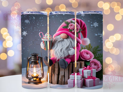 Pink Christmas Gnome Tumbler, Festive Gnome Wrap, Holiday Gnome Sublimation, 20oz Pink Tumbler, Cute Christmas Art, Whimsical Holiday Mug, Seasonal Gnome Cup Sublimation SvggirlplusArt 