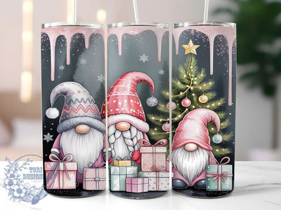 Pink Christmas Gnome Tumbler, Gnome Holiday Wrap, Cute Christmas Mug Design, Sublimation Wrap, Festive Drinkware, Adorable Winter Gift, Sparkly Christmas Cup Sublimation ToriDesigns 