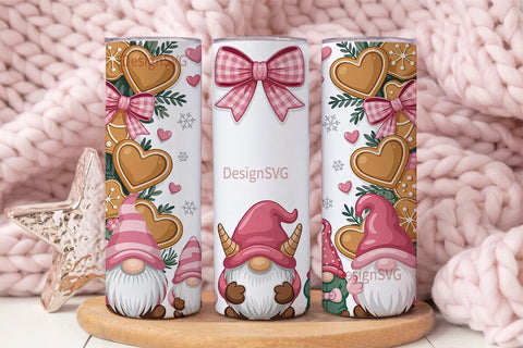 Pink Christmas Gnomes 20oz Tumbler Wrap Sublimation DesignSVG 