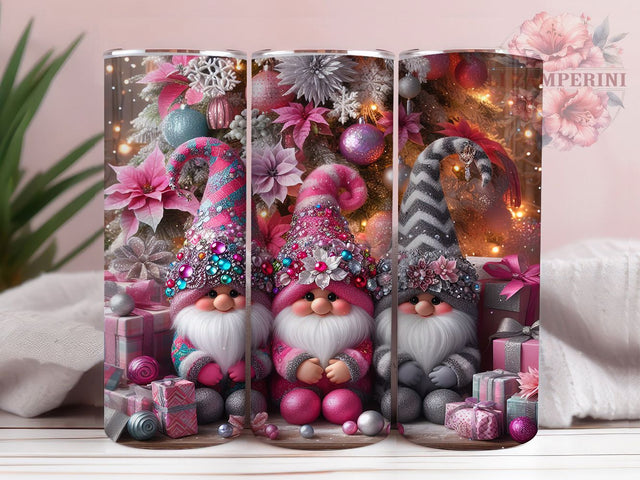 Pink Christmas Holiday Gnome Tumbler, Pink Holiday Gnomes, Cute Christmas Gnome, 20Oz Wrap Design, Christmas Sublimation, Pink Winter Art, Festive Gnome Theme Sublimation Li Zamperini 