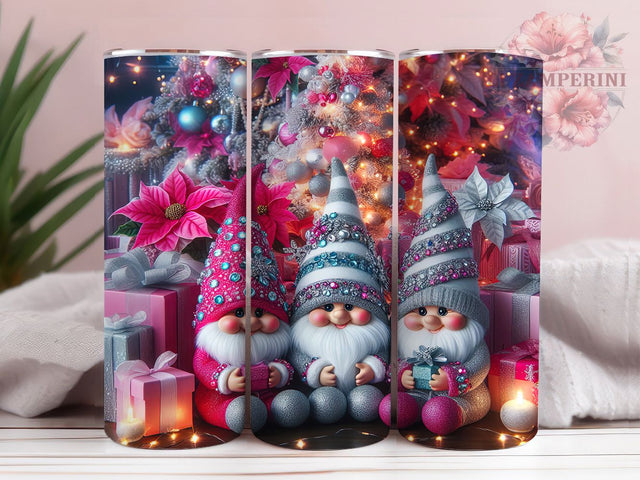 Pink Christmas Holiday Gnome Tumbler, Pink Holiday Gnomes, Cute Christmas Gnome, 20Oz Wrap Design, Christmas Sublimation, Pink Winter Art, Festive Gnome Theme Sublimation Li Zamperini 