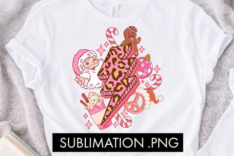 Pink Christmas Lightning Bolt PNG Sublimation Sublimation Freeling Design House 