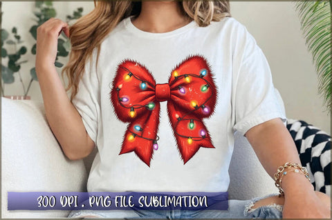 Pink Christmas Lights Coquette Bow Sublimation Clipart Sublimation Shetara Begum 
