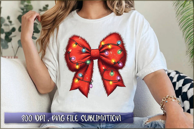 Pink Christmas Lights Coquette Bow Sublimation Clipart Sublimation Shetara Begum 