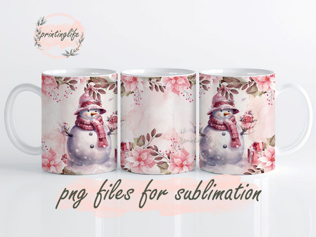Pink Christmas Mug Wrap Design, Instant Digital Design Download Mug Wrap Design, Mug Design PNG Sublimation PrintingLife 