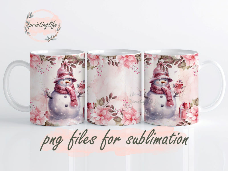 Pink Christmas Mug Wrap Design, Instant Digital Design Download Mug Wrap Design, Mug Design PNG Sublimation PrintingLife 