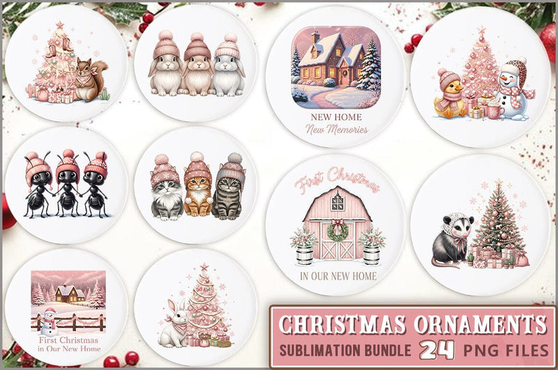 Pink Christmas Ornaments PNG Sublimation Shetara Begum 