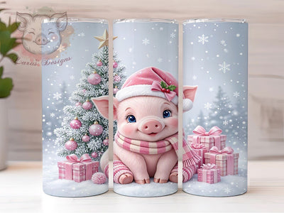 Pink Christmas Pig 20oz Tumbler, Pink Christmas Pig, 20oz Tumbler Wrap, Sublimation Design, Cute Pig PNG, Pink Christmas Tumbler Wrap, Holiday Tumbler Design, Digital Download Sublimation Lara' s Designs 