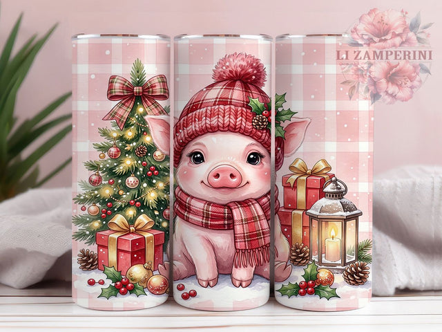 Pink Christmas Piglet 20oz Tumbler, Pink Piglet PNG, Xmas Pig Tumbler, Pink Christmas Sub, Cute Festive Pig, Holiday Tumbler Sub, Winter Piglet Cup, Cute Animal Xmas Sublimation Li Zamperini 