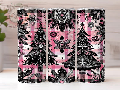 Pink Christmas Plaid Tumbler, Holiday Tree Design, 20oz Sublimation Wrap, Festive Drinkware, Christmas Plaid Art, Winter Tumbler Design, Digital Download Sublimation Lara' s Designs 