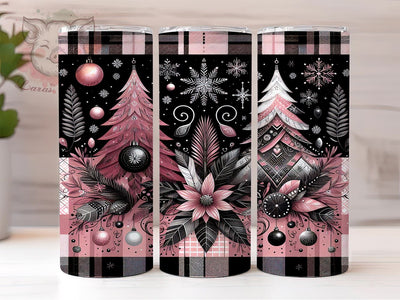 Pink Christmas Plaid Tumbler, Holiday Tree Design, 20oz Sublimation Wrap, Festive Drinkware, Christmas Plaid Art, Winter Tumbler Design, Digital Download Sublimation Lara' s Designs 