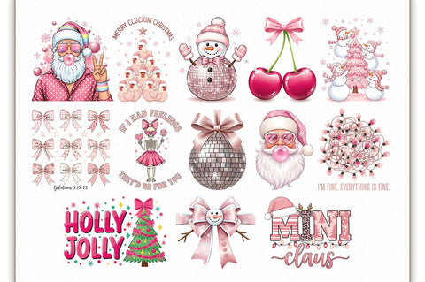 Pink Christmas PNG Bundle Sublimation Shetara Begum 