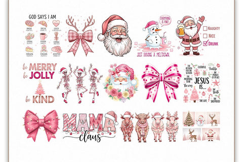 Pink Christmas PNG Bundle Sublimation Shetara Begum 