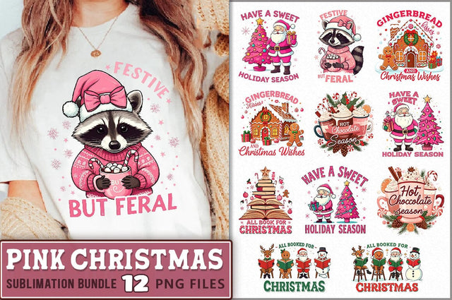 Pink Christmas PNG Sublimation Bundle Sublimation Shetara Begum 