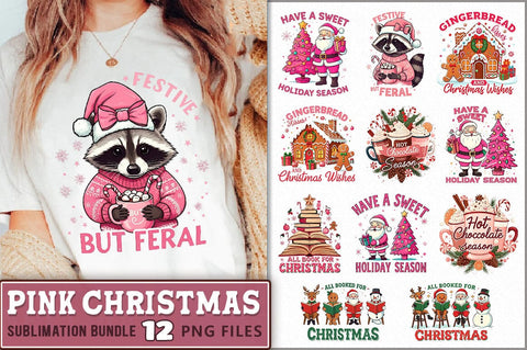 Pink Christmas PNG Sublimation Bundle Sublimation Shetara Begum 
