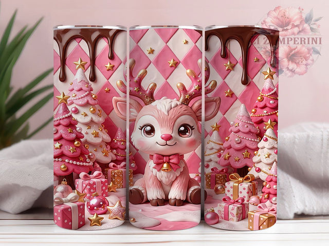 Pink Christmas Reindeer 20oz Tumbler, Pink Reindeer PNG, Pink Xmas Reindeer, Pink Xmas Tumbler, Coquette Reindeer, Pink Christmas Sub, Cute Reindeer Wrap, Pastel Reindeer Cup Sublimation Li Zamperini 