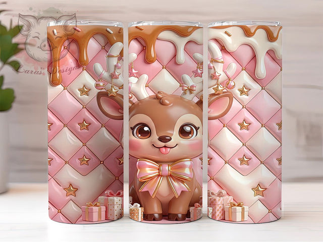 Pink Christmas Reindeer 20oz Tumbler, Pink Xmas Reindeer, Christmas Reindeer, Pink Reindeer PNG, Reindeer Tumbler, Christmas Tumbler, Reindeer Wrap PNG, 20oz Tumbler Wrap Sublimation Lara' s Designs 