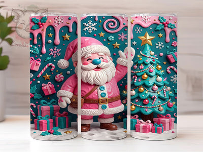 Pink Christmas Santa 20oz Tumbler, Pink Christmas Santa, Pink Santa Tumbler, Christmas Santa, Santa Tumbler Wrap, 20oz Tumbler Wrap, Pink Santa PNG, Christmas Tumbler Sublimation Lara' s Designs 