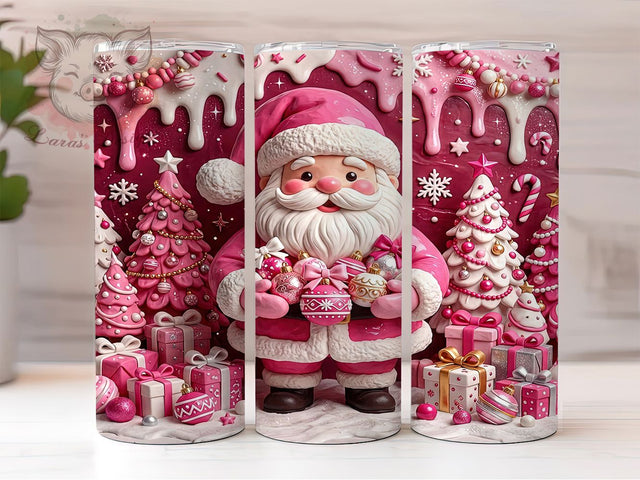 Pink Christmas Santa 20oz Tumbler. Pink Santa PNG, Pink Santa Tumbler, Pink Christmas Sub, Cute Santa Wrap, Pink Holiday Cup, Coquette Santa Sub, Retro Pink Santa Sublimation Lara' s Designs 
