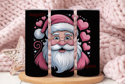 Pink Christmas Santa 20oz Tumbler Wrap Sublimation DesignSVG 