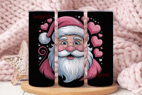 Pink Christmas Santa 20oz Tumbler Wrap Sublimation DesignSVG 