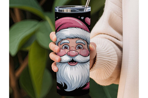 Pink Christmas Santa 20oz Tumbler Wrap Sublimation DesignSVG 