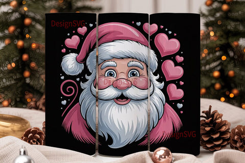 Pink Christmas Santa 20oz Tumbler Wrap Sublimation DesignSVG 