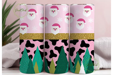 Pink Christmas Santa Tumbler Wrap Sublimation PixelChick 