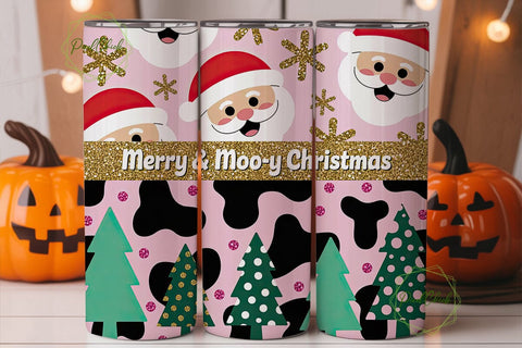 Pink Christmas Santa Tumbler Wrap Sublimation PixelChick 