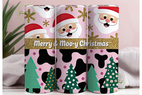 Pink Christmas Santa Tumbler Wrap Sublimation PixelChick 