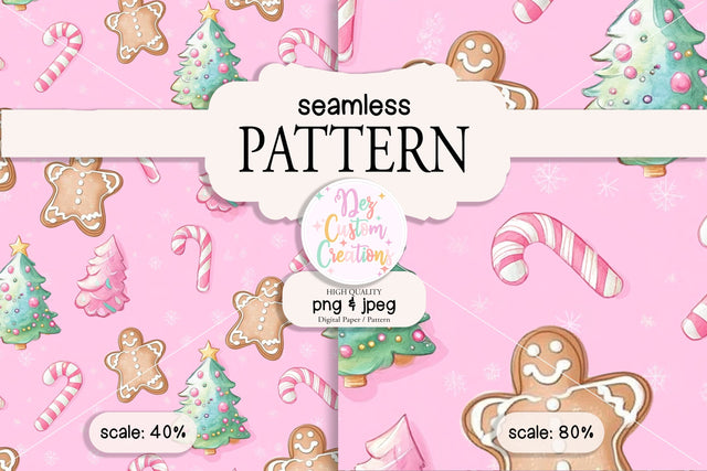 Pink Christmas Seamless Pattern - Digital Paper Digital Pattern Dez Custom Creations 