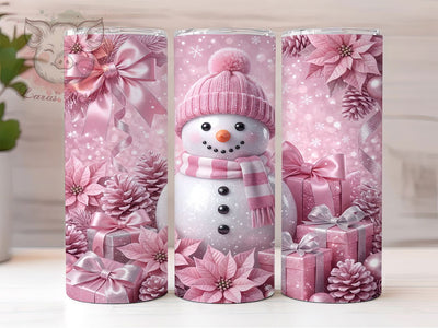 Pink Christmas Snowman 20oz Tumbler, Pink Snowman, Christmas Snowman, Pink Christmas, Snowman Tumbler, 20oz Tumbler Wrap, Pink Christmas PNG, Christmas Tumbler Sublimation Lara' s Designs 