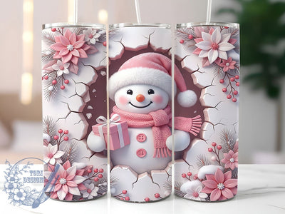 Pink Christmas Snowman 20oz Tumbler, Pink Snowman, Christmas Snowman, Pink Christmas, Snowman Tumbler, 20oz Tumbler Wrap, Pink Christmas PNG, Christmas Tumbler Sublimation ToriDesigns 