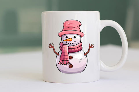 Pink Christmas Snowman PNG Clipart Bundle Sublimation Regulrcrative 