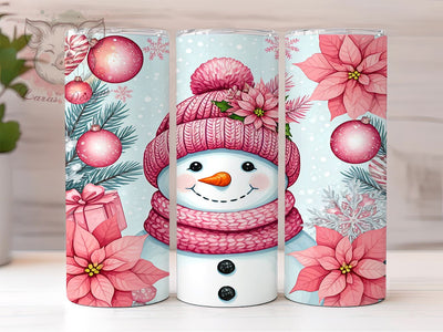 Pink Christmas Snowman Tumbler Wrap, Cute Snowman Design, 20oz Tumbler Wrap, Pink Christmas Decor, Holiday Gift, Snowman Sublimation Art, Personalized Tumblers Sublimation Lara' s Designs 