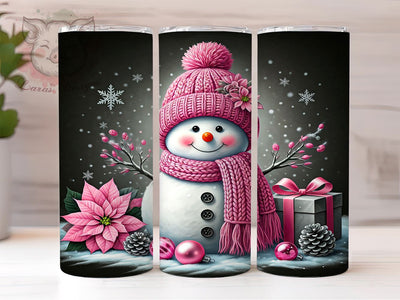 Pink Christmas Snowman Tumbler Wrap, Cute Snowman Design, 20oz Tumbler Wrap, Pink Christmas Decor, Holiday Gift, Snowman Sublimation Art, Personalized Tumblers Sublimation Lara' s Designs 