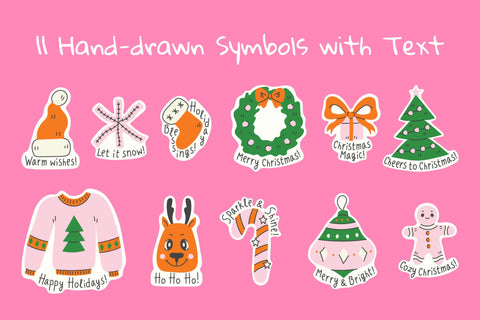 Pink Christmas Stickers PNG Clipart Sublimation Rin Green 