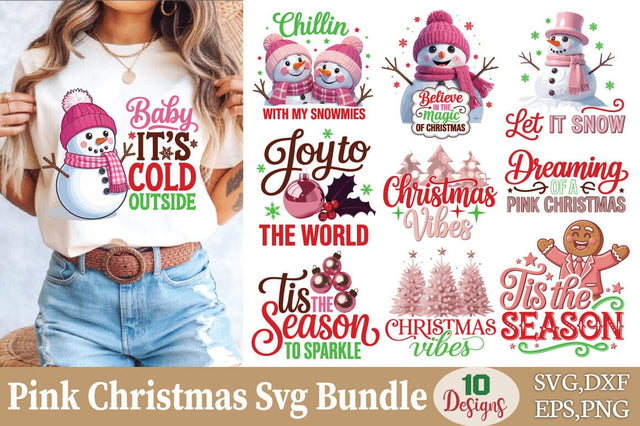 Pink Christmas Svg Bundle SVG Angelina750 