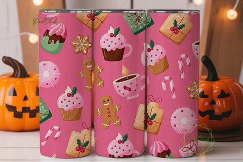 Pink Christmas Sweets 20oz Tumbler Wrap Sublimation PixelChick 