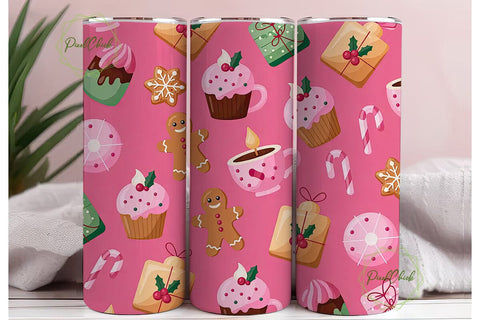 Pink Christmas Sweets 20oz Tumbler Wrap Sublimation PixelChick 