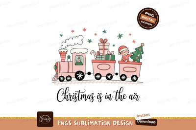 Pink Christmas Train With Gifts And Tree child Sublimation Designangry 