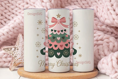 Pink Christmas Tree 20oz Tumbler Design Sublimation DesignSVG 