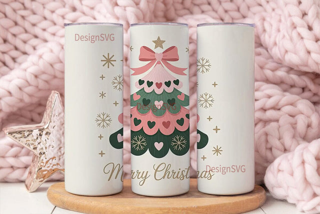Pink Christmas Tree 20oz Tumbler Design Sublimation DesignSVG 