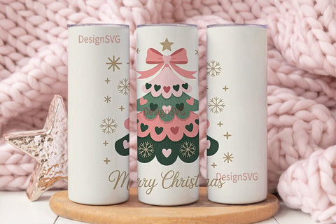 Pink Christmas Tree 20oz Tumbler Design Sublimation DesignSVG 