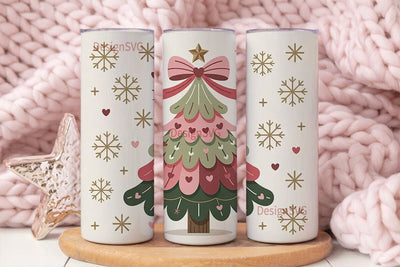 Pink Christmas Tree 20oz Tumbler Design Sublimation DesignSVG 